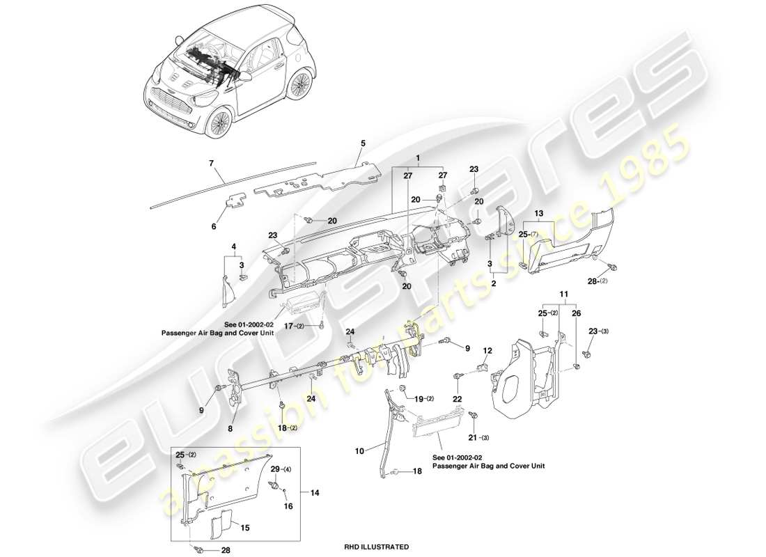 aston martin cygnet (2012) diagramme de pièce ip substraight