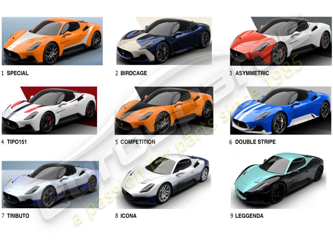 maserati mc20 (2024) livrées schéma des pièces