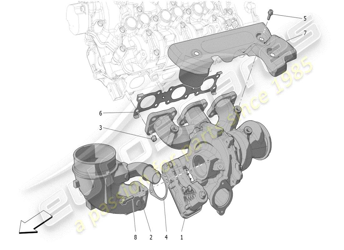 maserati mc20 (2024) système de suralimentation : équipements schéma des pièces