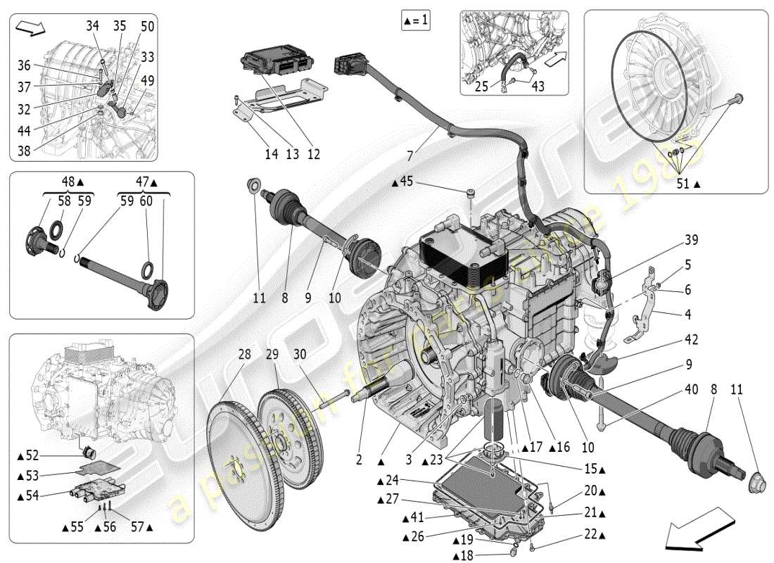 maserati mc20 (2024) carters de boîte de vitesses schéma des pièces