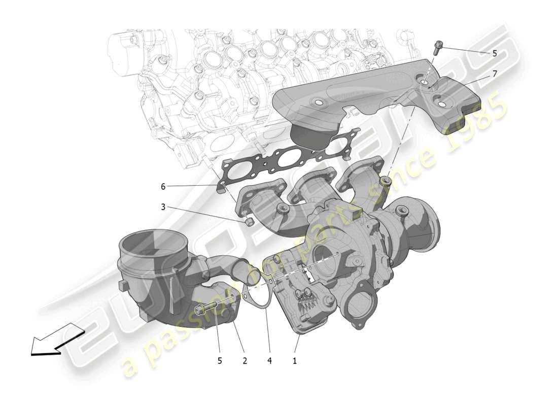 maserati mc20 (2023) système de suralimentation : équipements schéma des pièces