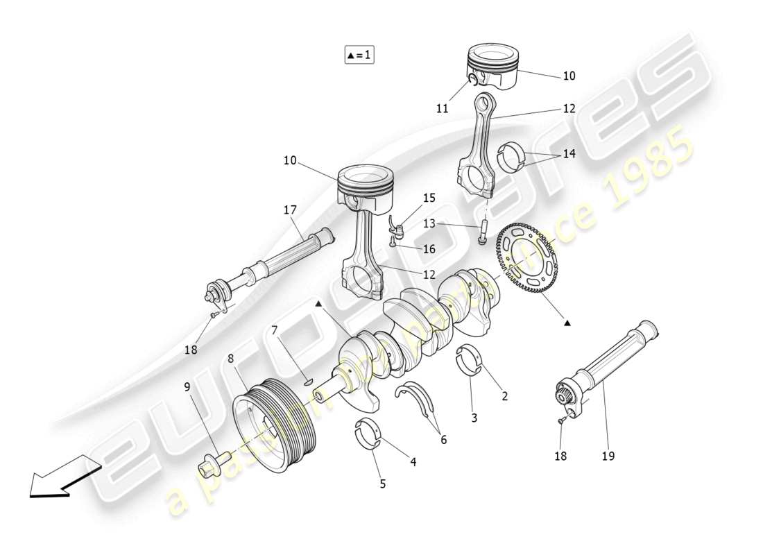 maserati ghibli fragment (2022) mécanisme à manivelle schéma des pièces
