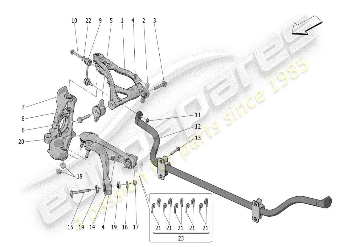 maserati mc20 (2024) suspension avant schéma des pièces
