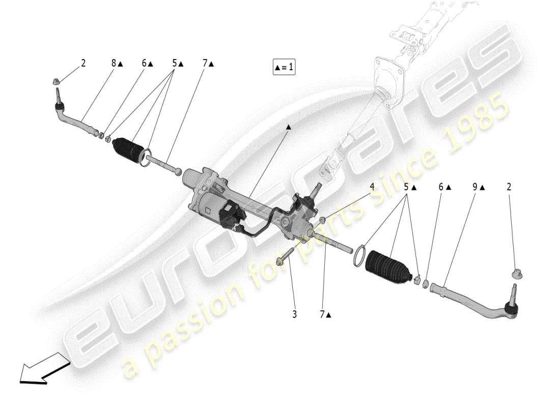 maserati mc20 (2024) unité complète de crémaillère de direction schéma des pièces