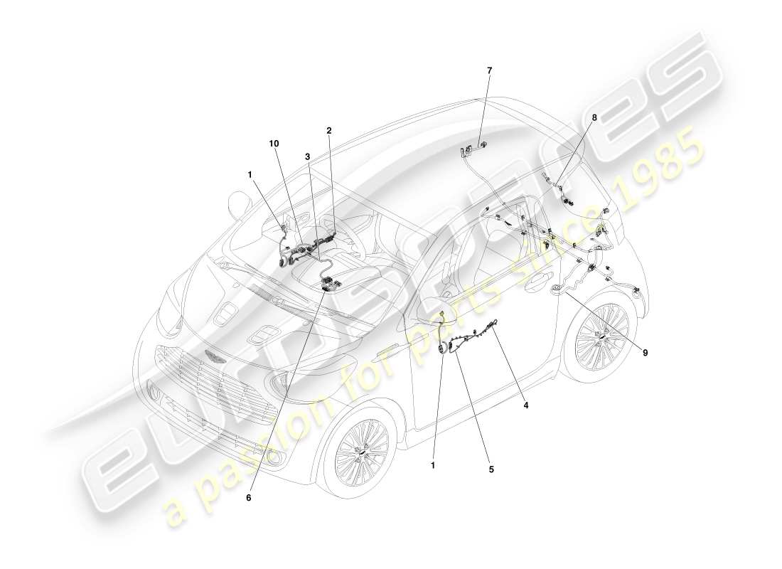 aston martin cygnet (2012) schéma des pièces du faisceau électrique am