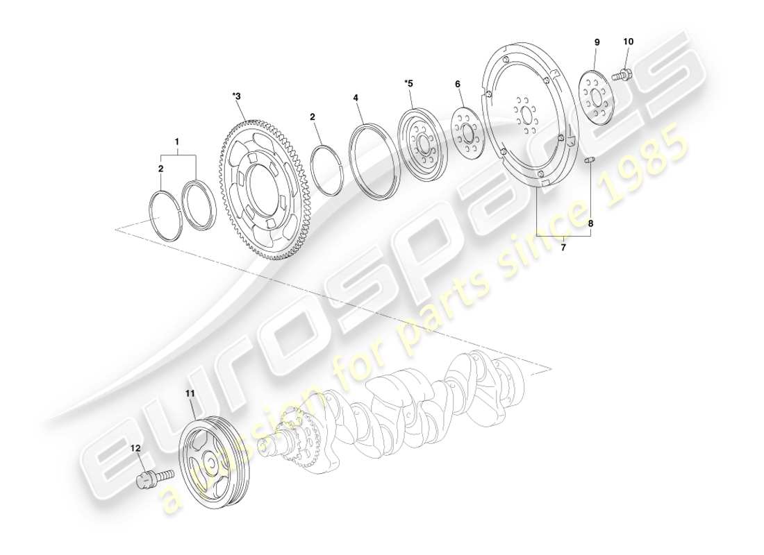 aston martin cygnet (2012) diagramme des pièces des composants du vilebrequin