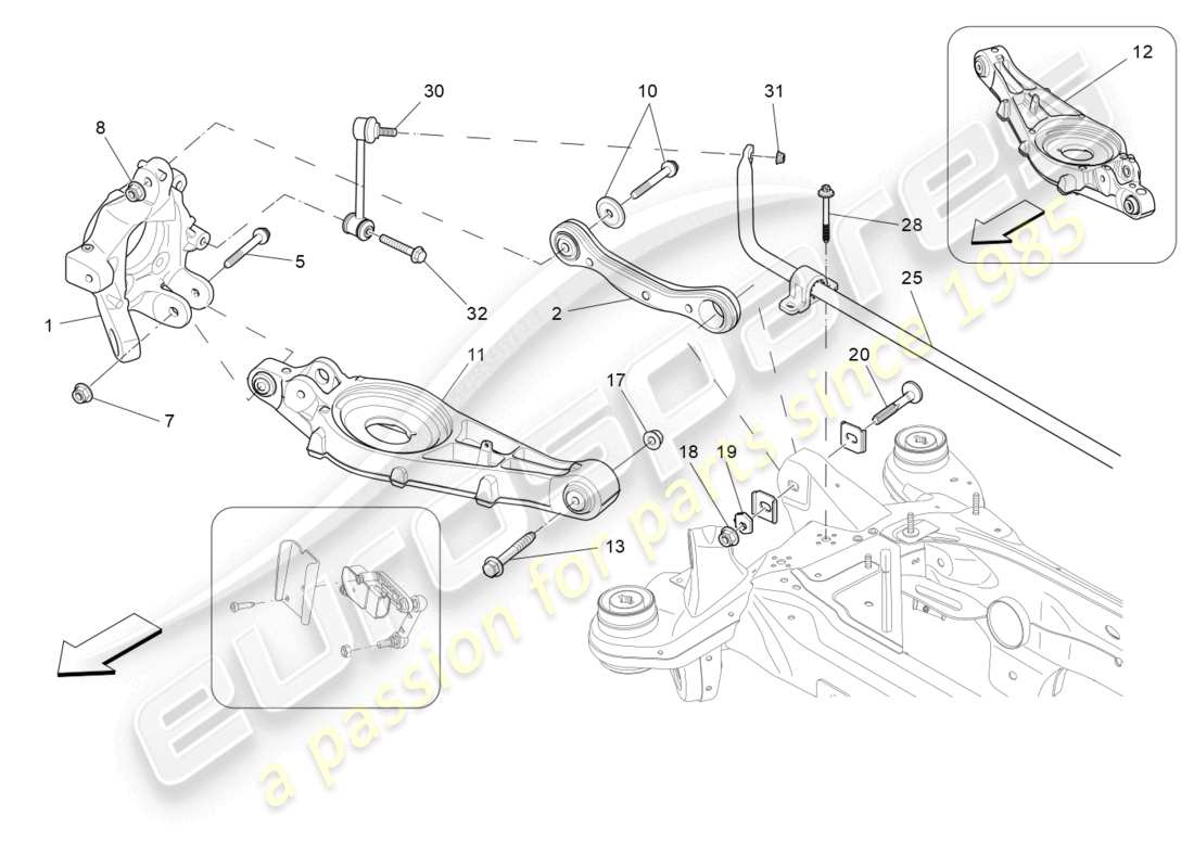 maserati levante gt (2022) schéma des pièces de la suspension arrière