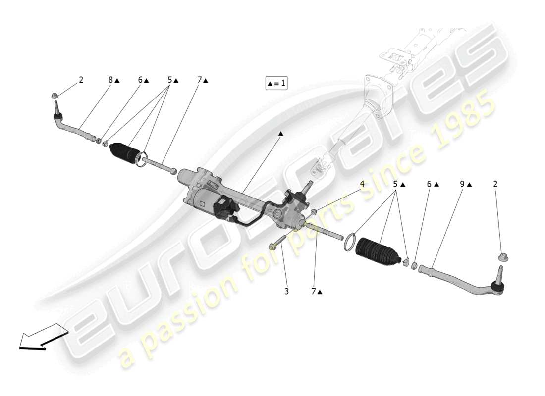 maserati mc20 (2023) unité complète de crémaillère de direction schéma des pièces