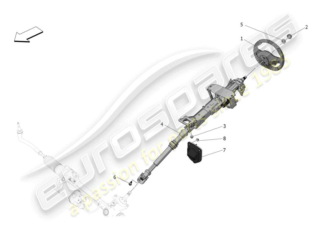 maserati mc20 (2023) colonne de direction et unité de volant schéma des pièces