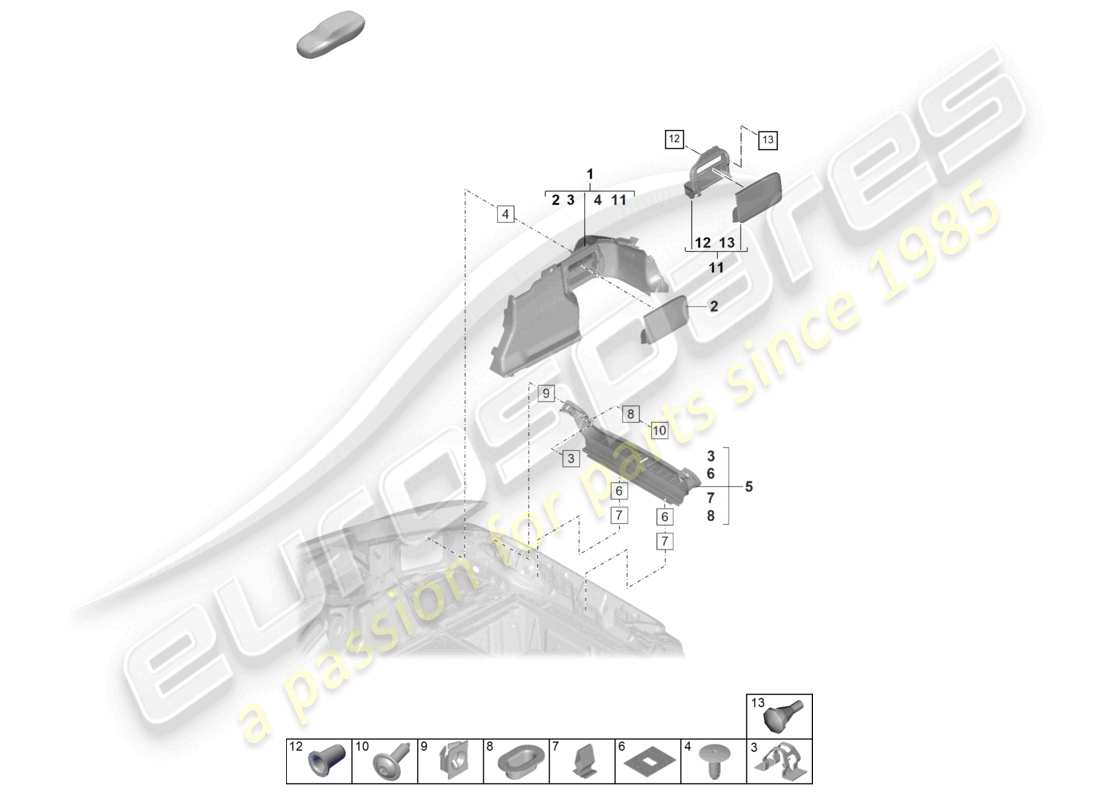 schéma de pièce contenant le numéro de pièce 971868828a 3g0
