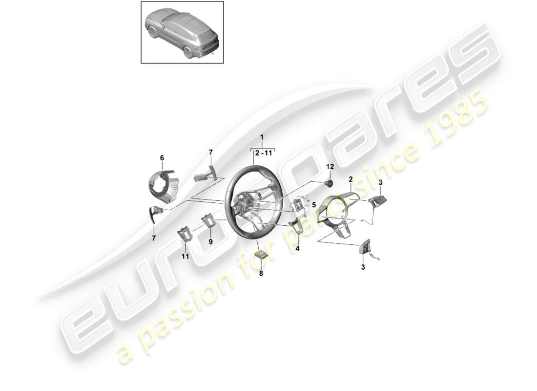 porsche 2021 (cayenne e3 9ya/9yb) schéma des pièces du turbocompresseur du volant