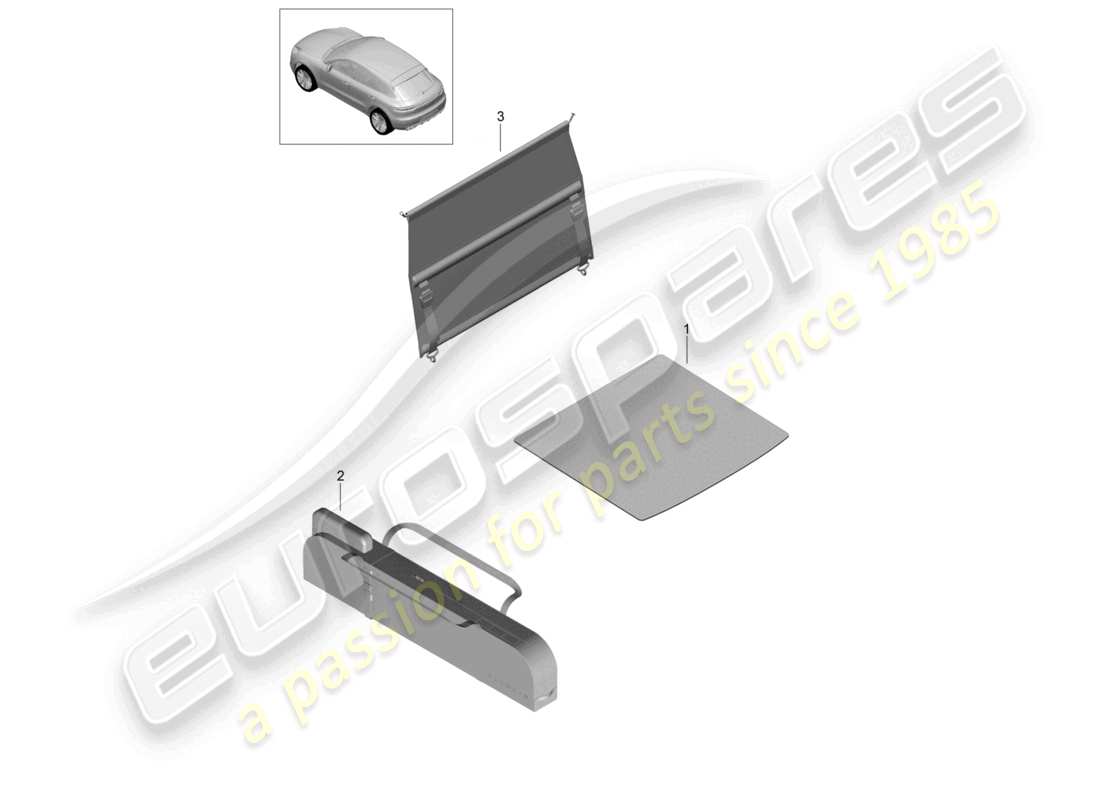 porsche 2021 (macan) tapis de coffre à bagages filet de séparation sac à skis schéma des pièces