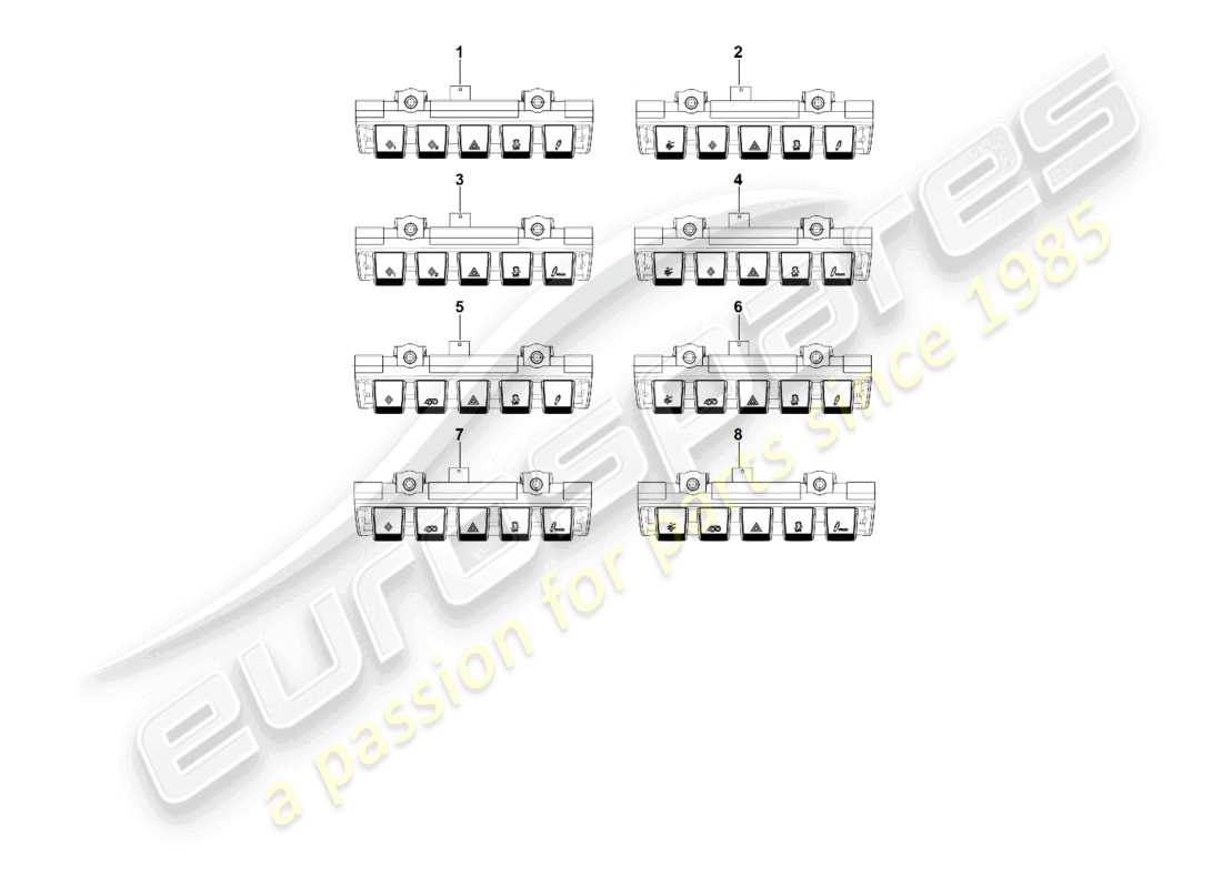 porsche 2022 (992-1 turbo / s) diagramme des pièces du tableau de bord du module de commutation
