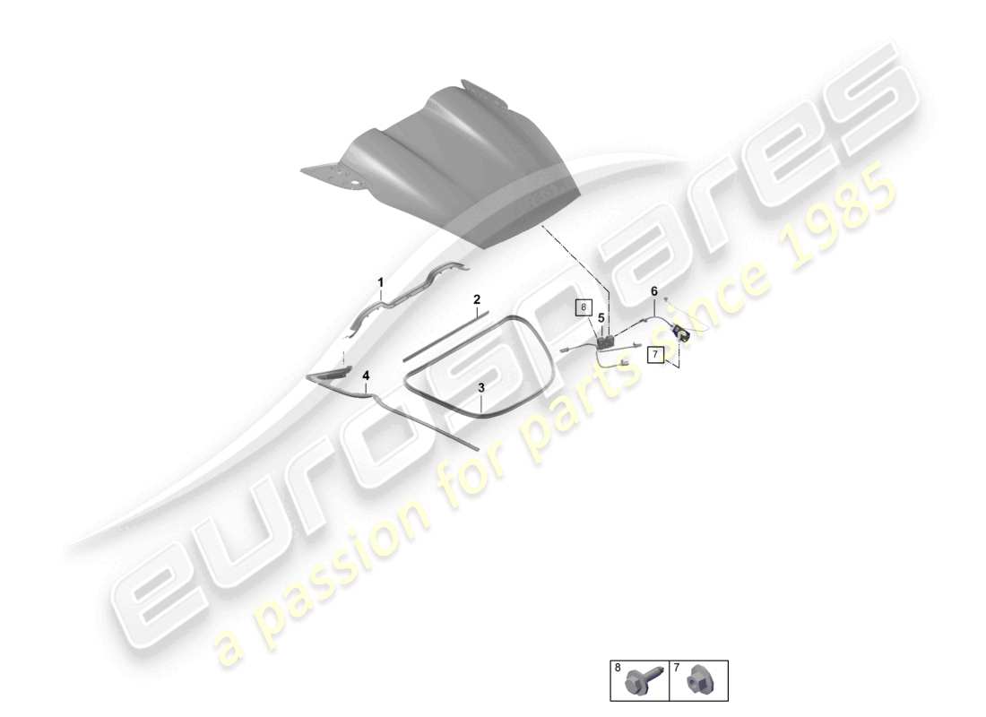 porsche 2021 (718 boxster spyder) schéma des pièces du couvercle arrière des accessoires