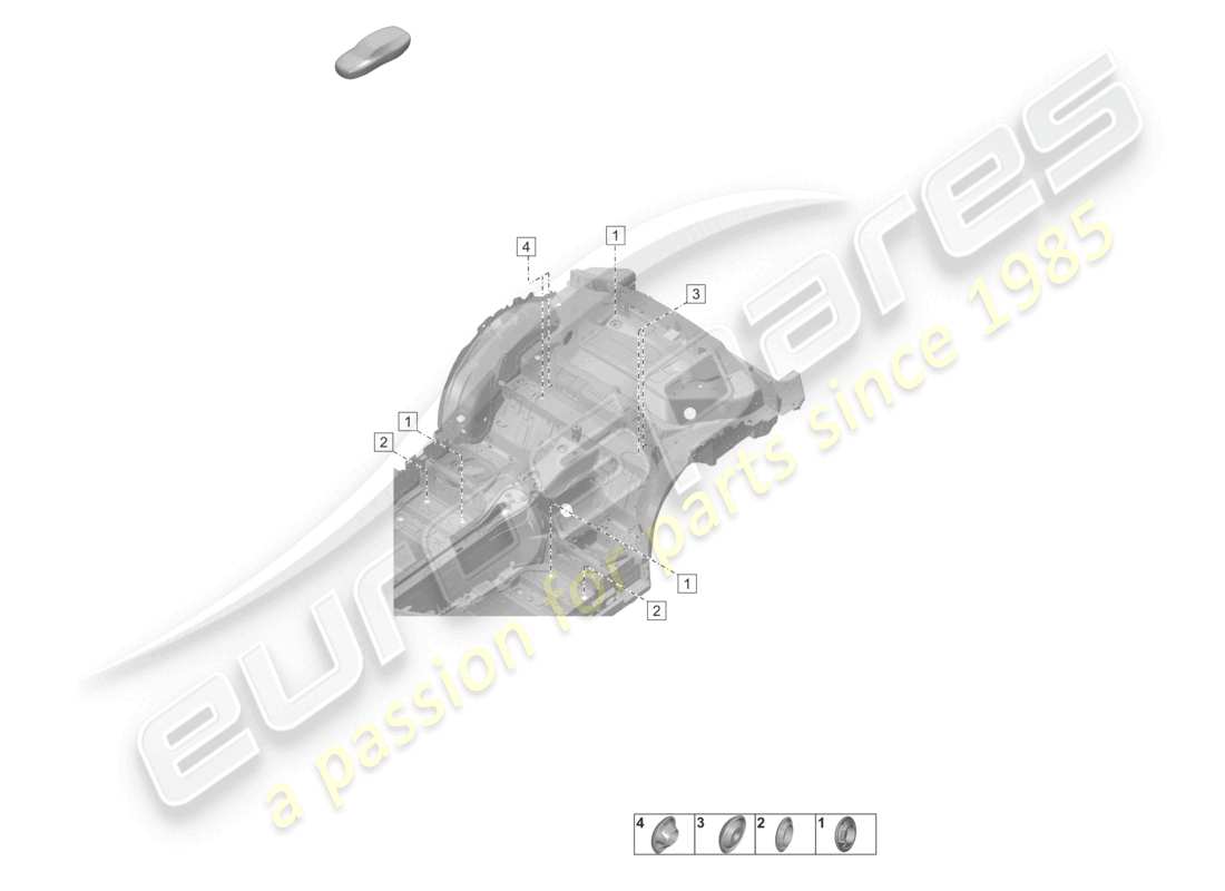 porsche 2022 (992-1 turbo / s) bouchons pour l'arrière de la carrosserie, schéma des pièces intérieures de l'arrière de la carrosserie