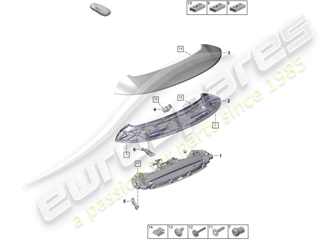 porsche 2024 (992-2) spoiler arrière schéma des pièces