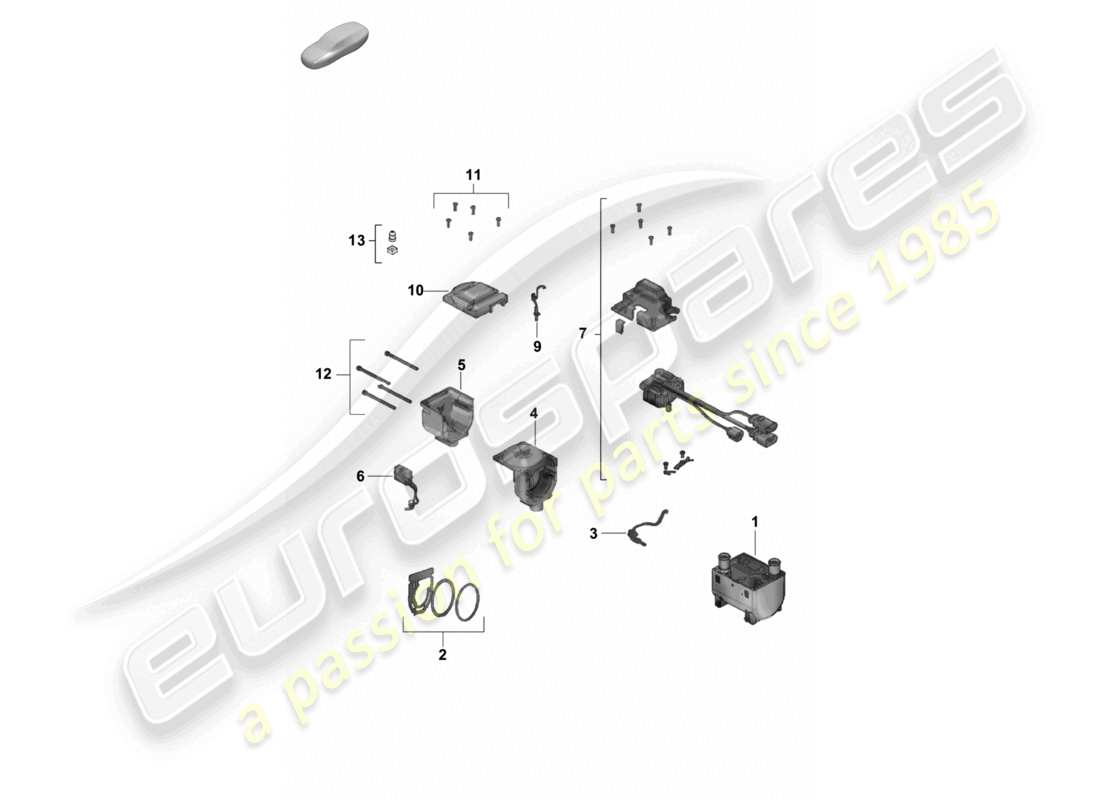 porsche 2026 (cayenne e3 pa) schéma des pièces des kits de réparation de chauffage auxiliaire