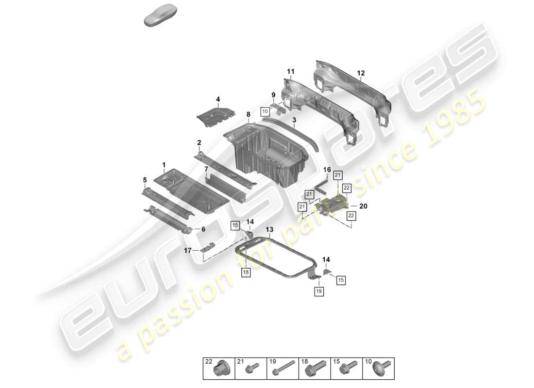porsche 2026 (panamera 976) extrémité arrière plaque inférieure panneau transversal diagramme des pièces