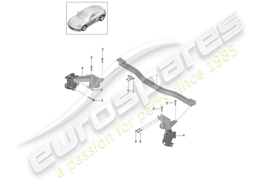 porsche 2021 (718 cayman) diagramme des pièces de la traverse