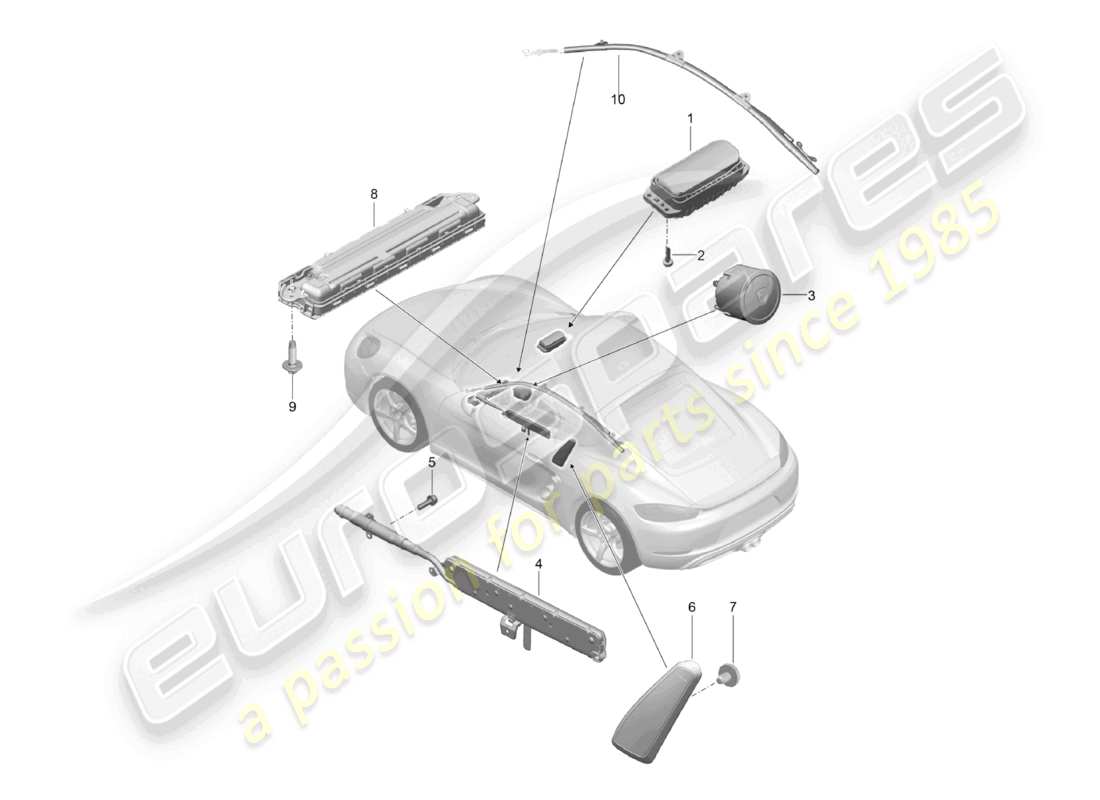porsche 2021 (718 cayman) schéma des pièces de l'airbag