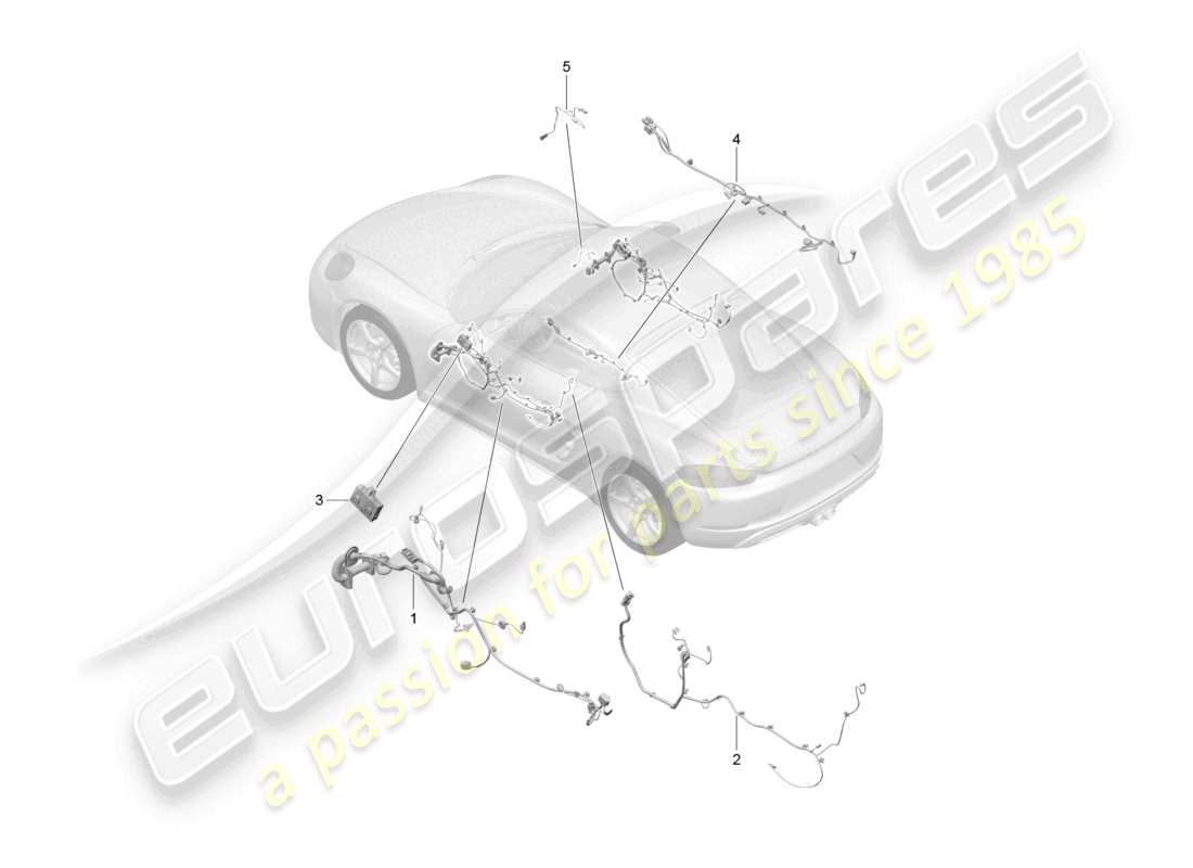porsche 2021 (718 cayman) faisceaux de câbles portes console centrale unité de commande portes commande de capote schéma des pièces