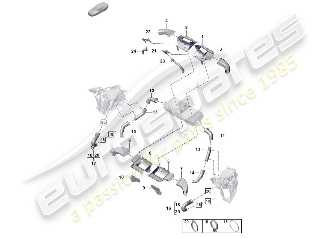 porsche 2026 (992-2 turbo / s) schéma des pièces du refroidisseur d'air de suralimentation
