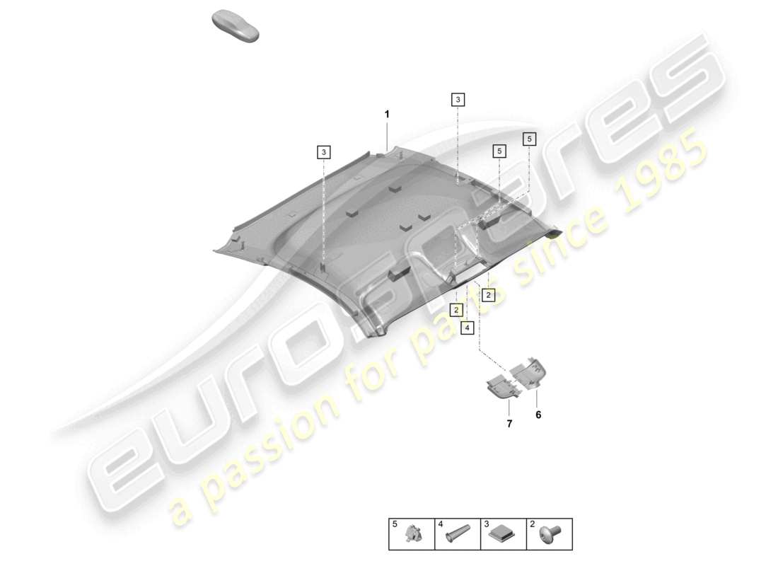porsche 2021 (718 cayman gt4) garniture de toit accessoires schéma des pièces