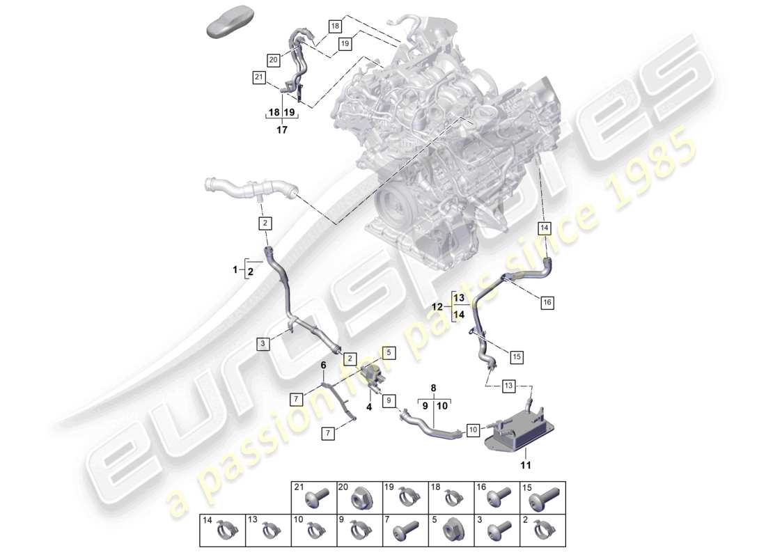 porsche 2026 (panamera 976) système de refroidissement du liquide de refroidissement schéma des pièces
