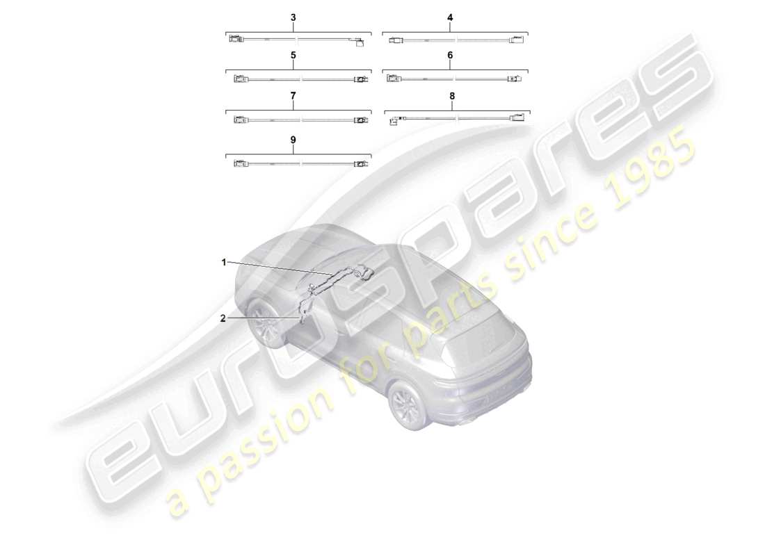 porsche 2026 (cayenne e3 pa) schéma des pièces du câble de données de la ligne de connexion aérienne