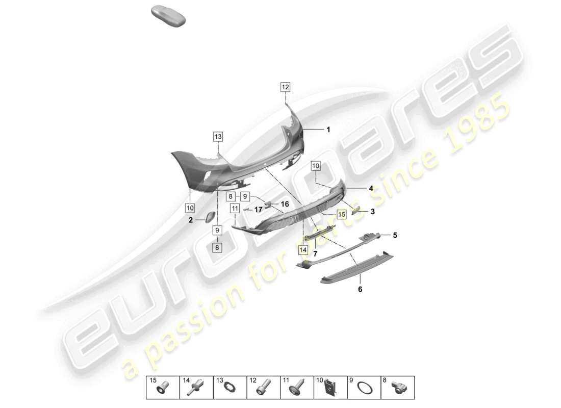porsche 2025 (taycan 9j1-2) pare-chocs arrière pack sport design schéma des pièces