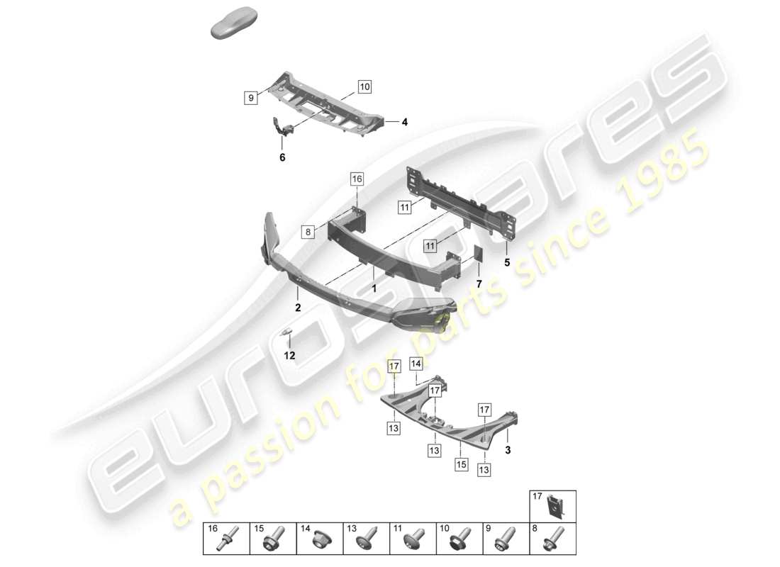 porsche 2026 (taycan 9j1-2) renfort de pare-chocs avant taycan cross turismo turbo taycan cross turismo turbo s diagramme des pièces