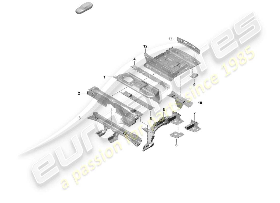 porsche 2025 (cayenne e3 pa) schéma des pièces de la plaque inférieure arrière