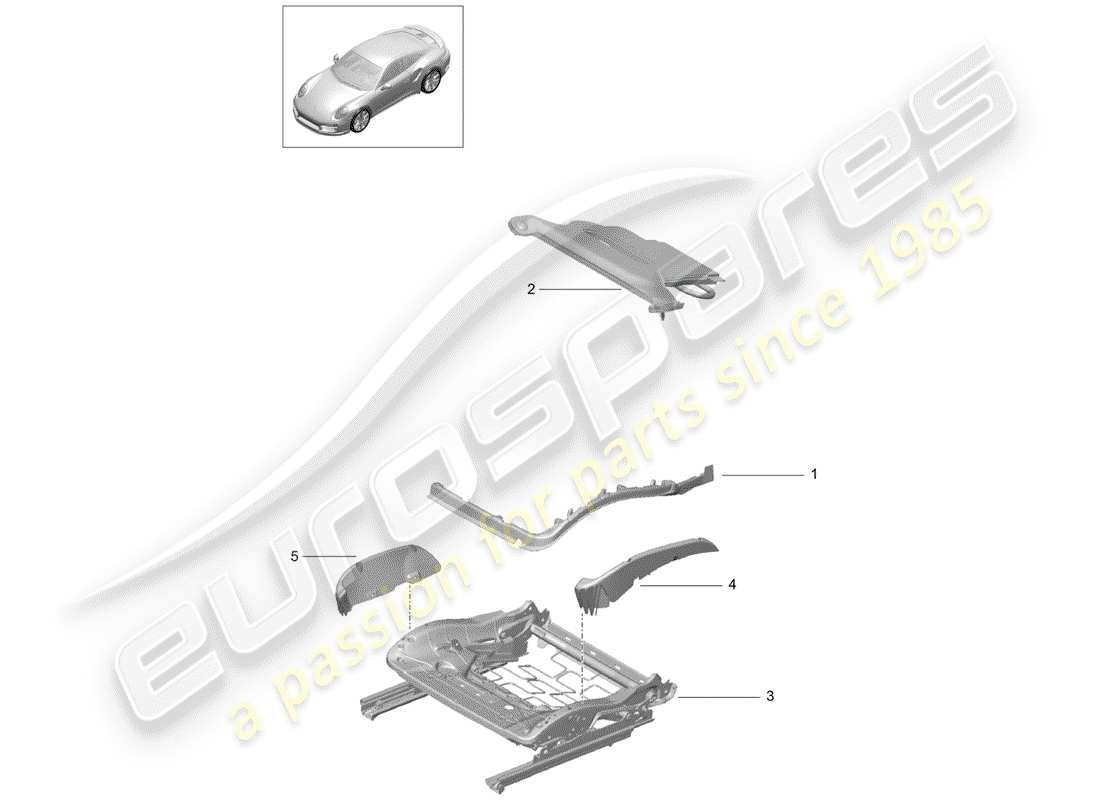 porsche 2018 (991-2 turbo) rembourrage pour siège schéma des pièces