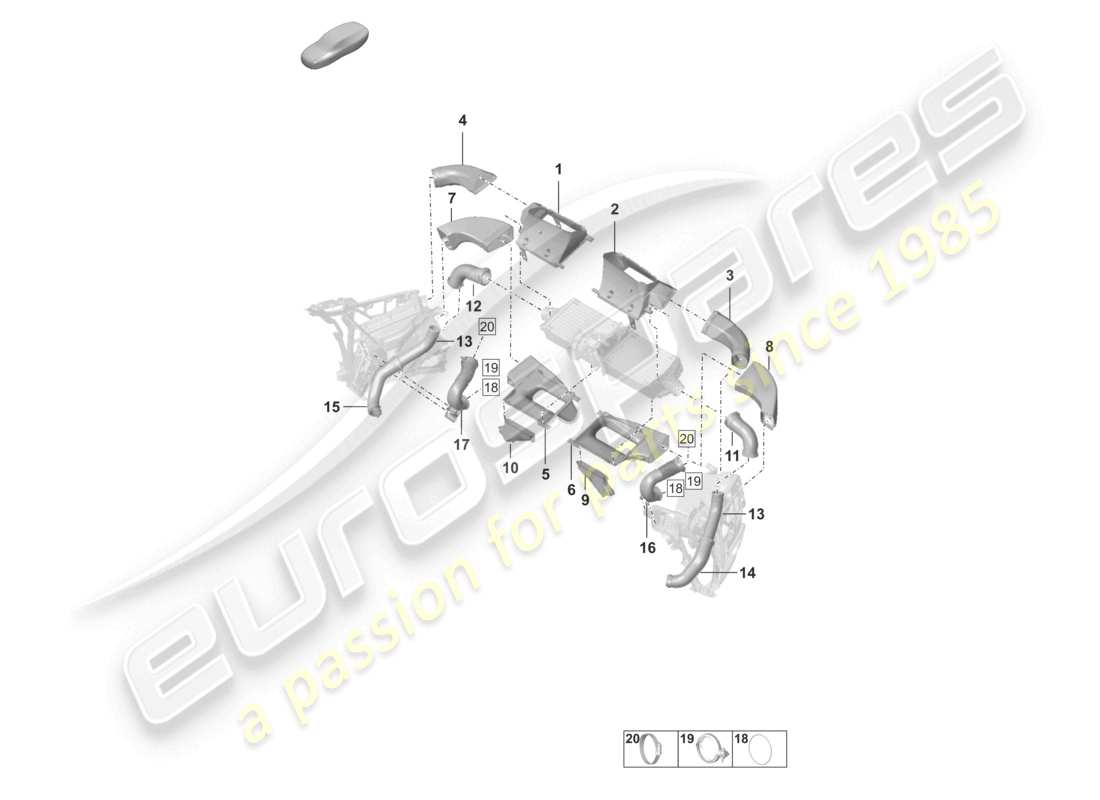 porsche 2023 (992-1) schéma des pièces du refroidisseur d'air de suralimentation et du guide d'air