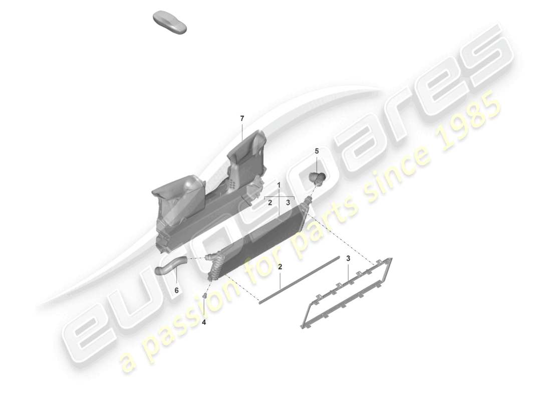 porsche 2025 (992-2 gt3/rs/st) radiateur de liquide de refroidissement avant central pour véhicules avec radiateur de liquide de refroidissement supplémentaire schéma des pièces