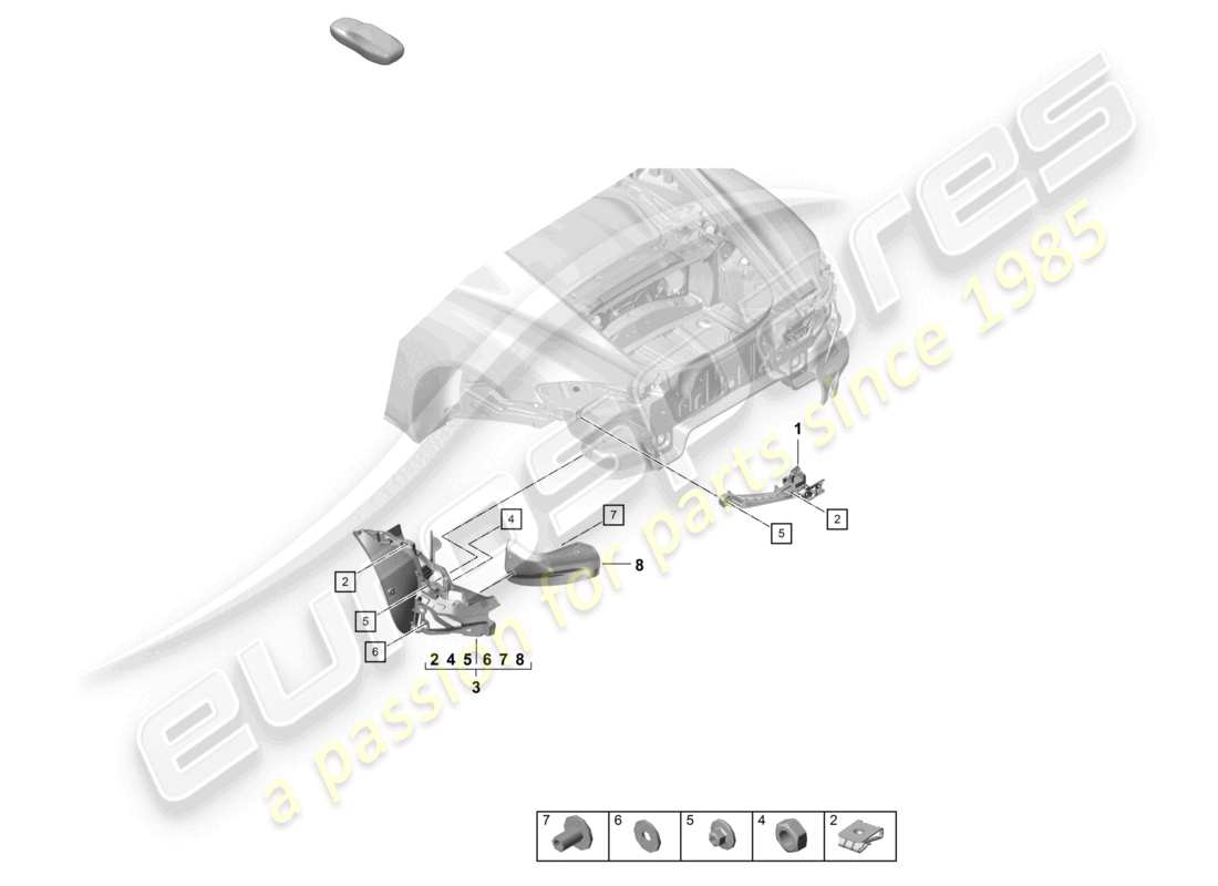 porsche 2021 (718 cayman gt4) fixations pare-chocs arrière gt4rs schéma des pièces