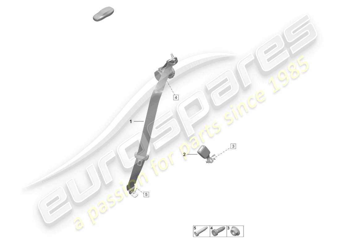 porsche 2022 (992-1 turbo / s) schéma des pièces du loquet de ceinture arrière de la ceinture de sécurité à trois points