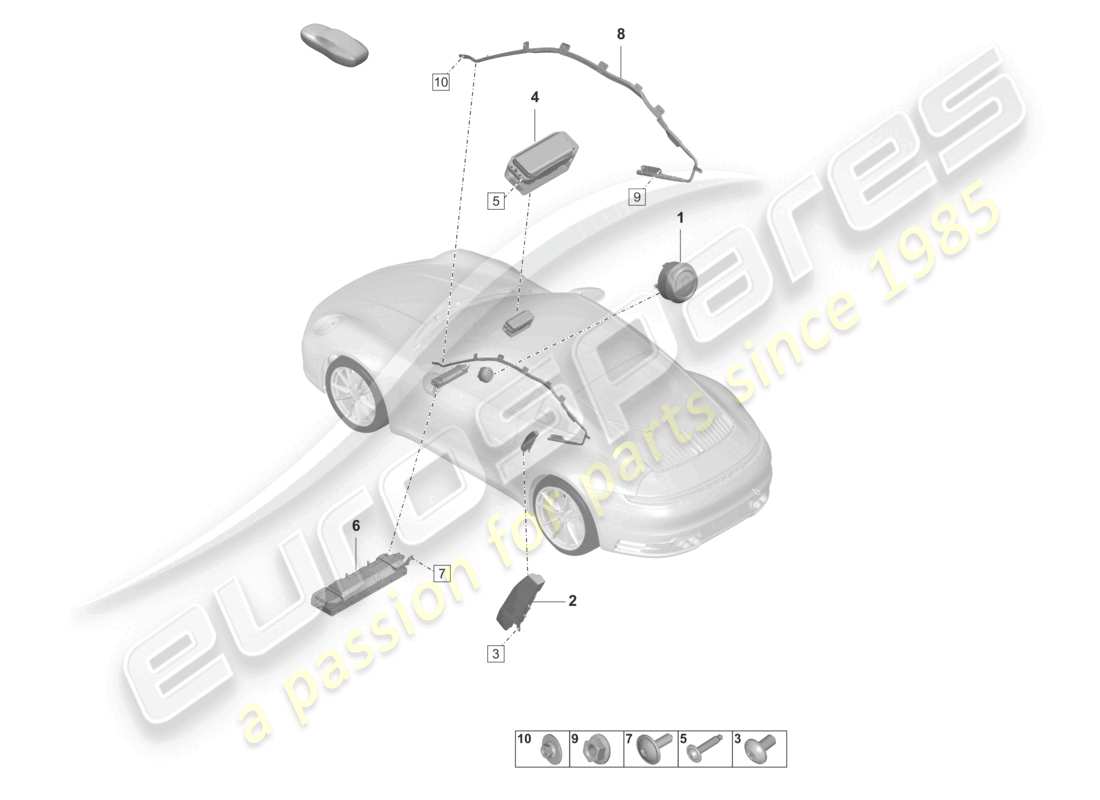 porsche 2022 (992-1 turbo / s) schéma des pièces de l'airbag