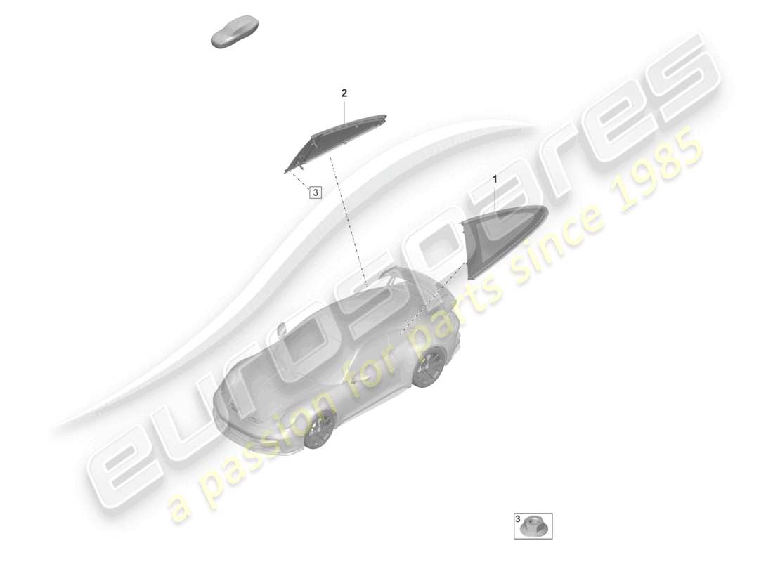 porsche 2023 (992-1 gt3/rs/st) fenêtre latérale schéma des pièces