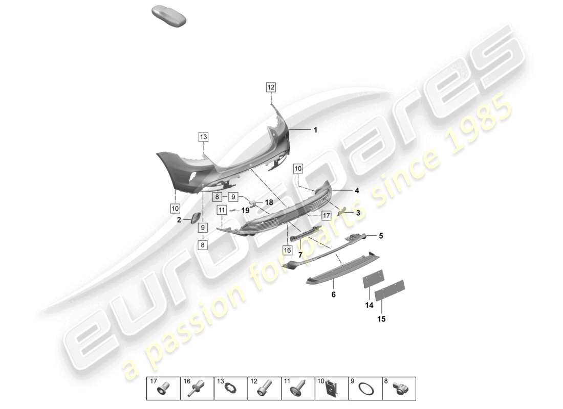 porsche 2025 (taycan 9j1-2) pare-chocs arrière pack sport design schéma des pièces