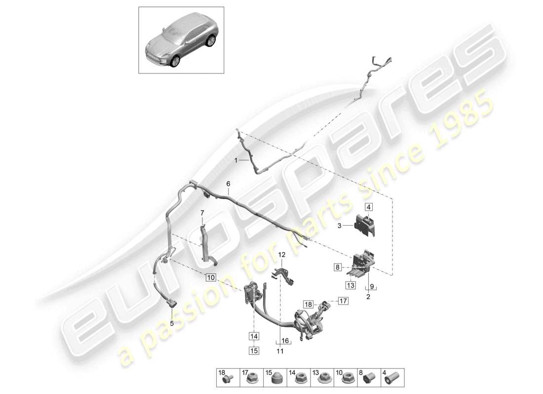 porsche 2023 (macan) faisceau de câbles pour batterie + et prise de câble esclave faisceau de câbles pour batterie +, démarreur, alternateur et fil de terre schéma des pièces