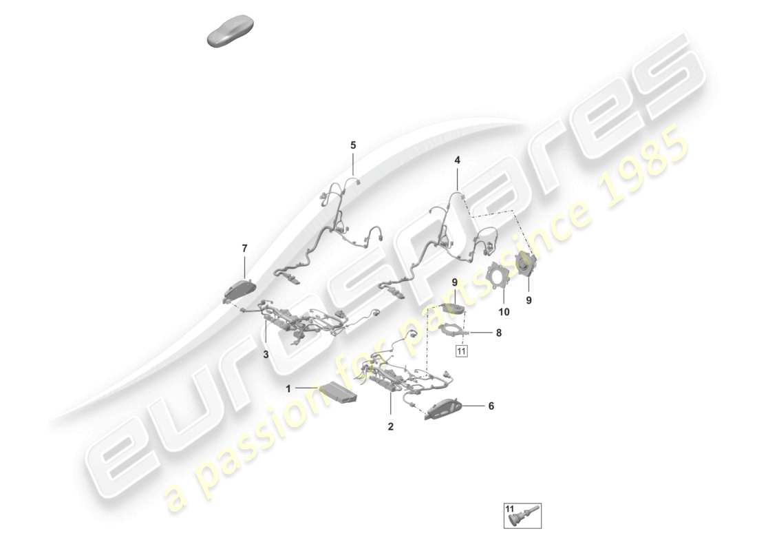 porsche 2022 (992-1 turbo / s) siège sport électrique siège sport plus pour véhicules avec réglage électrique 14-way pour modèles avec sièges réglables électriquement 18-way schéma des pièces