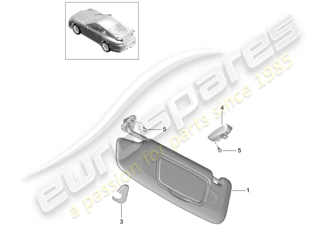 porsche 2021 (991-2 r/gt3/rs) pare-soleil d - mj 2015>> schéma des pièces
