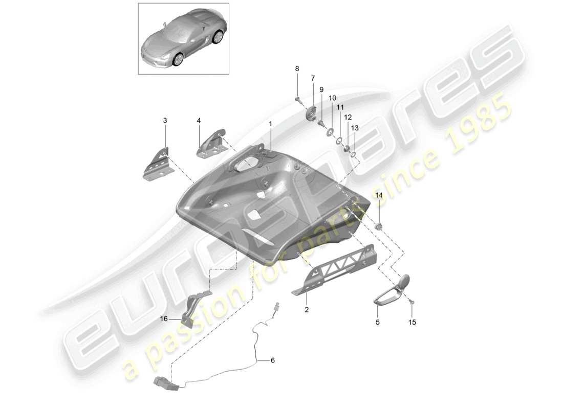 porsche 2021 (718 boxster spyder) siège baquet coque de siège siège rabattable diagramme des pièces