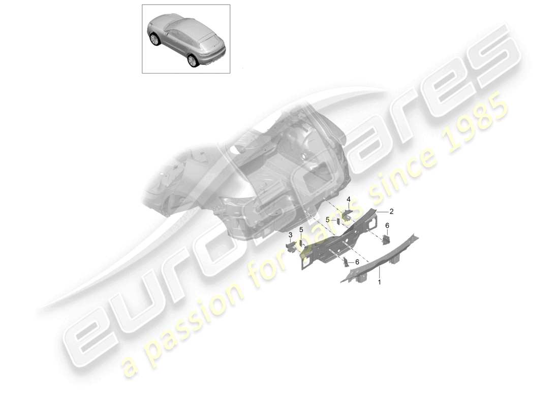 porsche 2024 (macan) schéma des pièces du panneau transversal arrière