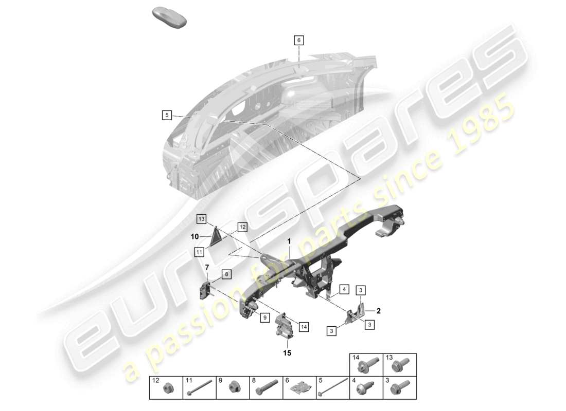 porsche 2021 (718 cayman gt4) cadre de retenue du tableau de bord schéma des pièces