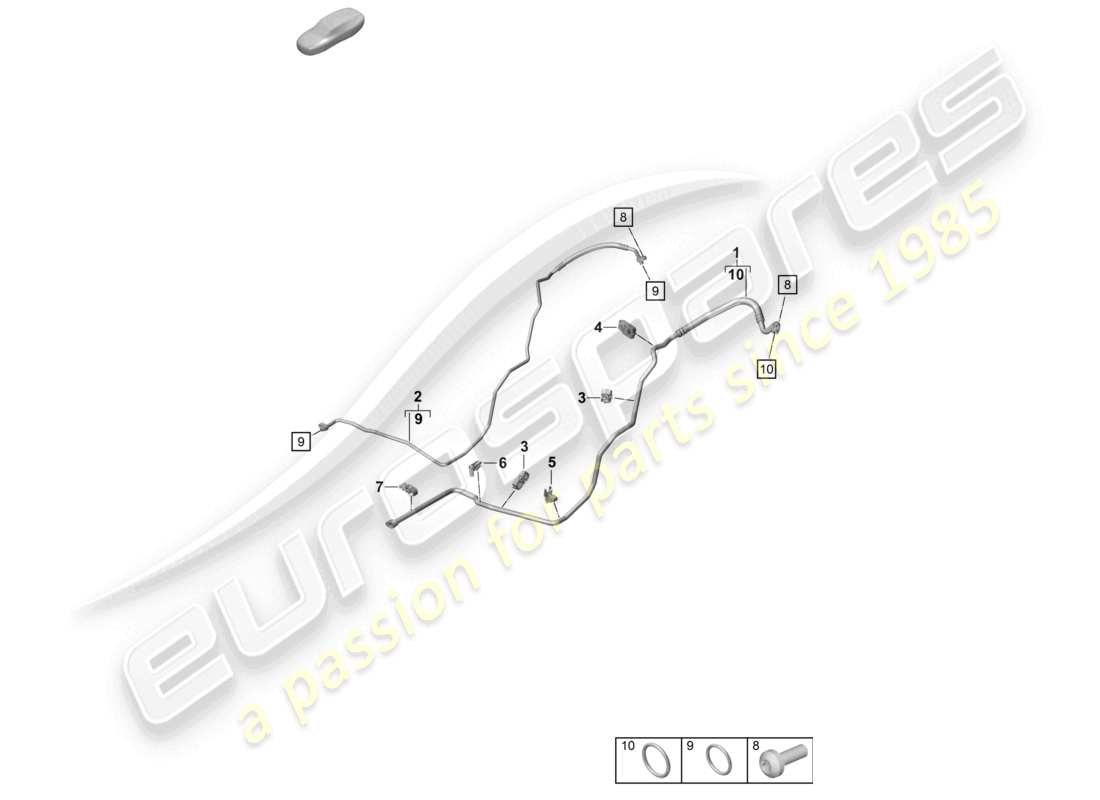 porsche 2022 (992-1 turbo / s) schéma des pièces de la conduite de réfrigérant arrière de la climatisation