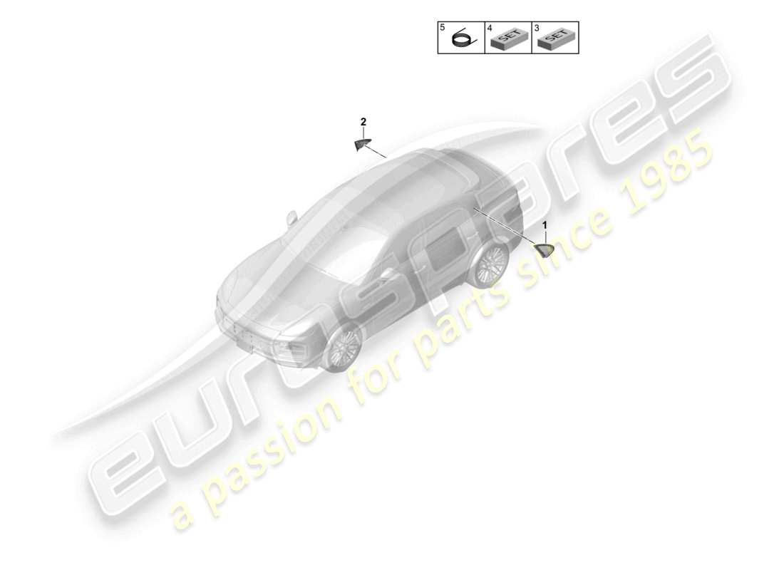 porsche 2021 (cayenne e3 9ya/9yb) schéma des pièces de la vitre latérale arrière du coupé
