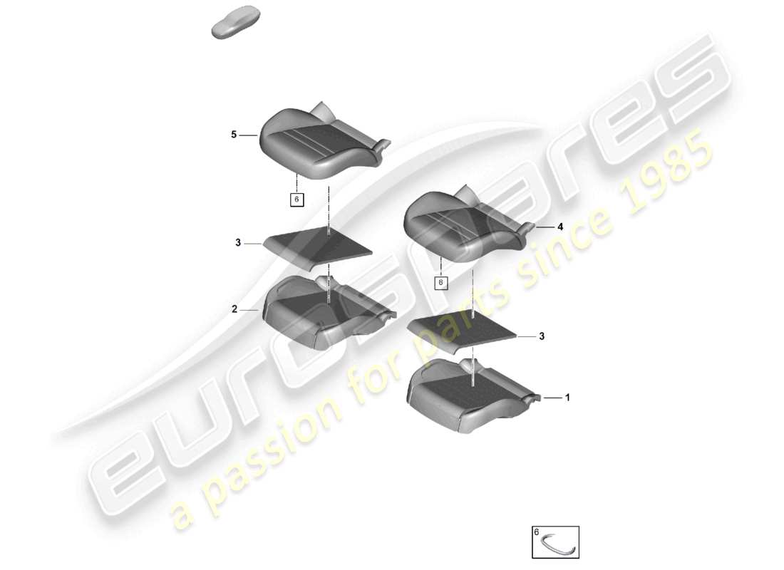 porsche 2026 (cayenne e3 pa) pièce en mousse coussin de siège siège standard schéma des pièces