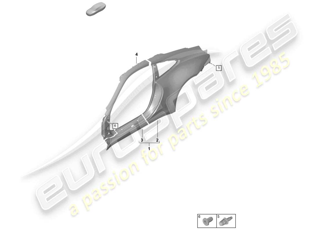 porsche 2024 (992-2) schéma des pièces de la partie latérale extérieure du coupé